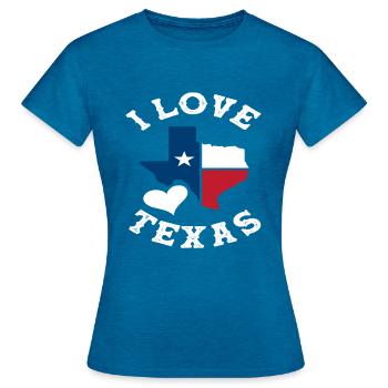 Texas Ich Liebe - Frauen T-Shirt - Antikblaues Saphir meliert - Vorne - AI Model Female 172 dark (172cm)