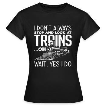 Train Trains Hobby Train Spotter - Women's T-Shirt - black - Front - AI Model Female 172 dark (172cm)