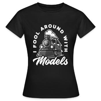 Train Trains Model Train Railway - Women's T-Shirt - black - Front - AI Model Female 172 dark (172cm)
