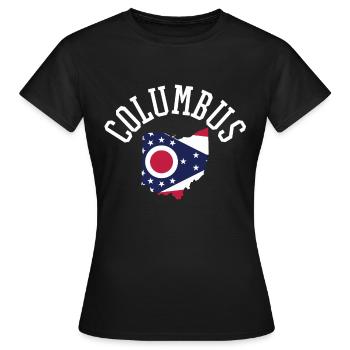 Drapeau de Columbus USA Patriotisme Fierté de la maison - T-shirt Femme - noir - Devant - AI Model Female 172 dark (172cm)