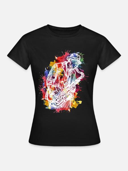 Aquarell-Design für Jazz-Saxophon-Enthusiasten - Frauen T-Shirt - Schwarz