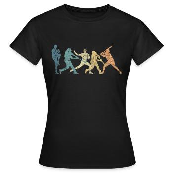 Baseball Retro Evolution Cooles und lustiges - Frauen T-Shirt - Schwarz - Vorne - AI Model Female 172 dark (172cm)