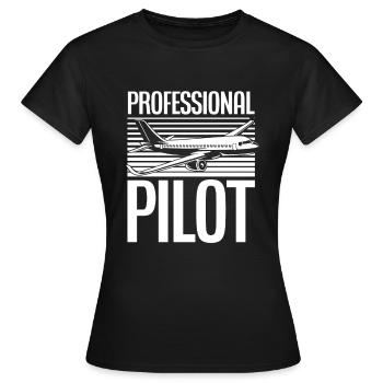 Commercial pilot - Women's T-Shirt - black - Front - AI Model Female 172 dark (172cm)