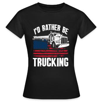 Truck Driver Truck Driving United States Flag - Women's T-Shirt - black - Front - AI Model Female 172 dark (172cm)