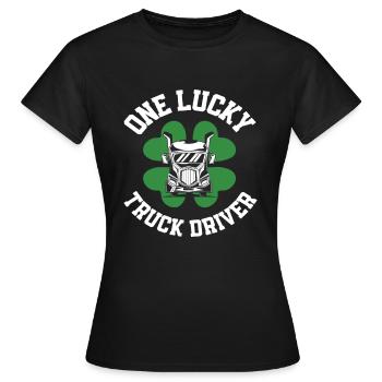St. Patrick's Day Truck Driver Shamrock - Women's T-Shirt - black - Front - AI Model Female 172 dark (172cm)