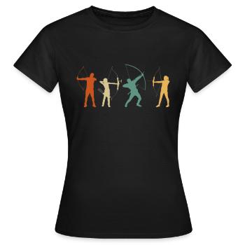 Retro Bogenschießen - Frauen T-Shirt - Schwarz - Vorne - AI Model Female 172 dark (172cm)