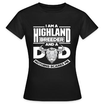 Ich Bin Highland Züchter Und Papa - Frauen T-Shirt - Schwarz - Vorne - AI Model Female 172 dark (172cm)