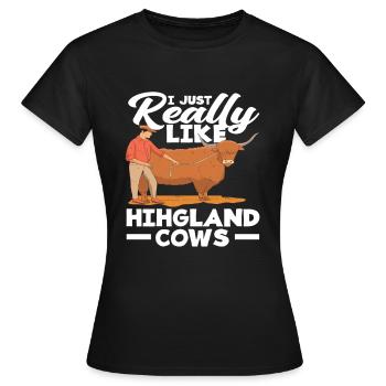 Ich Mag Wirklich Highland Kühe - Frauen T-Shirt - Schwarz - Vorne - AI Model Female 172 dark (172cm)