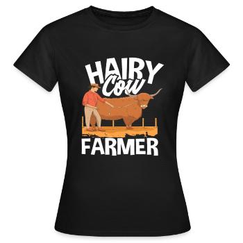 Haarige Kuh Bauer Highland Cow - Frauen T-Shirt - Schwarz - Vorne - AI Model Female 172 dark (172cm)