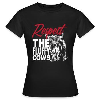 Respektiere Die Flauschigen Kühe Highland Cow - Frauen T-Shirt - Schwarz - Vorne - AI Model Female 172 dark (172cm)