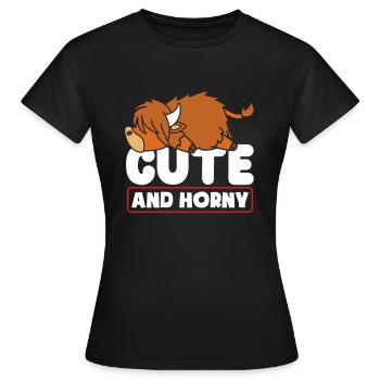 Niedliches Hochlandrind Lustig - Frauen T-Shirt - Schwarz - Vorne - AI Model Female 172 dark (172cm)