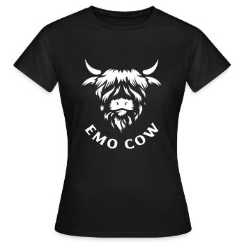 Highland Cow Emo Kuh Lustig - Frauen T-Shirt - Schwarz - Vorne - AI Model Female 172 dark (172cm)