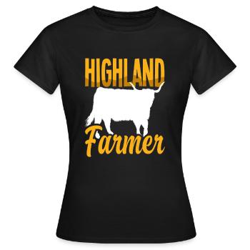 Highland Farmer Schottische Hochlandkuh - Frauen T-Shirt - Schwarz - Vorne - AI Model Female 172 dark (172cm)