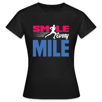 Lächle Bei Jedem Kilometer - Frauen T-Shirt - Schwarz - Vorne - AI Model Female 172 dark (172cm)