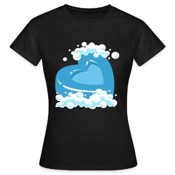 Blaues Herz Mit Schaum Motiv - Frauen T-Shirt - Schwarz - Vorne - AI Model Female 172 dark (172cm)