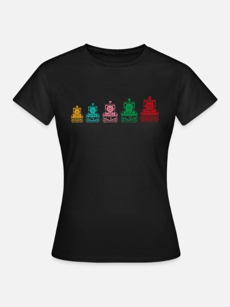 Des locomotives à vapeur colorées pour - T-shirt Femme - noir