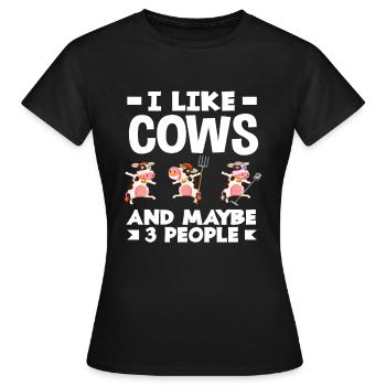 J’aime les vaches et peut-être trois personnes - T-shirt Femme - noir - Devant - AI Model Female 172 dark (172cm)