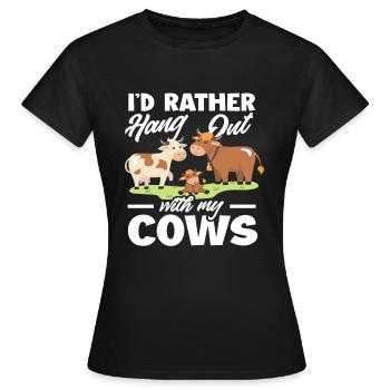 Je préfère passer du temps avec mes vaches - T-shirt Femme - noir - Devant - AI Model Female 172 dark (172cm)