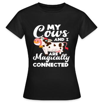 Mes vaches et moi sommes liées comme par magie - T-shirt Femme - noir - Devant - AI Model Female 172 dark (172cm)