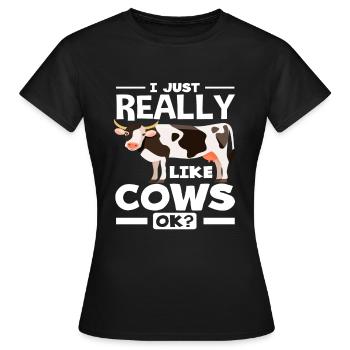 J’aime beaucoup les vaches ok fan de vache - T-shirt Femme - noir - Devant - AI Model Female 172 dark (172cm)