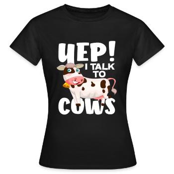 ! Je parle aux vaches drôle de vache - T-shirt Femme - noir - Devant - AI Model Female 172 dark (172cm)