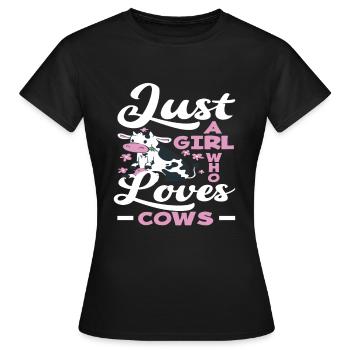 Ein Mädchen Das Kühe Liebt - Frauen T-Shirt - Schwarz - Vorne - AI Model Female 172 dark (172cm)