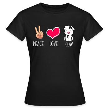 Frieden Liebe Kuh Illustration - Frauen T-Shirt - Schwarz - Vorne - AI Model Female 172 dark (172cm)