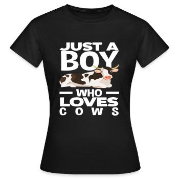 Un garçon qui aime les vaches - T-shirt Femme - noir - Devant - AI Model Female 172 dark (172cm)