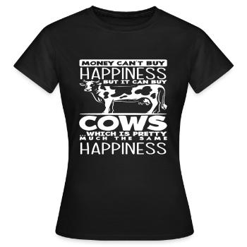 Le bonheur ne s’achète pas, mais les vaches le sont - T-shirt Femme - noir - Devant - AI Model Female 172 dark (172cm)