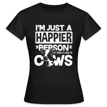 Je suis juste plus heureux avec les vaches - T-shirt Femme - noir - Devant - AI Model Female 172 dark (172cm)