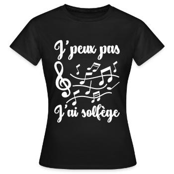 Humour Musique Solfège Partition Apprendre - T-shirt Femme - noir - Devant - AI Model Female 172 dark (172cm)