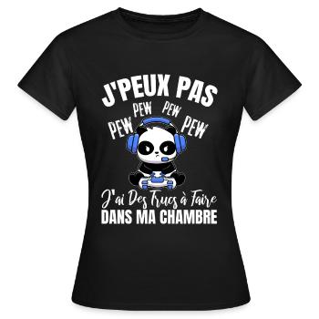 Humour Chambre Jeu Vidéo Panda - T-shirt Femme - noir - Devant - AI Model Female 172 dark (172cm)