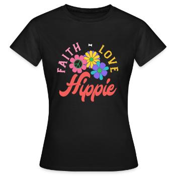 Foi Amour Hippie Fleurs Rétro - T-shirt Femme - noir - Devant - AI Model Female 172 dark (172cm)