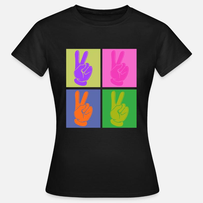 Poignée de paix colorée Pop Art Design - T-shirt Femme - noir