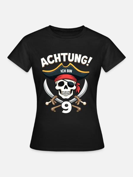 9. Geburtstag Piraten Geschenk Jungs Jungen - Dame-T-shirt - sort