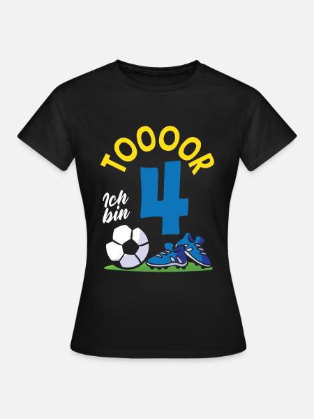Tor Fußball Ich bin 4 Kindergeburtstag - Frauen T-Shirt - Schwarz