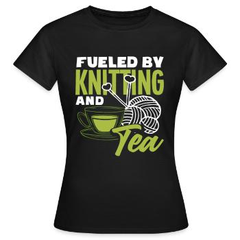 Tensioned by knitting and tea - Women's T-Shirt - black - Front - AI Model Female 172 dark (172cm)