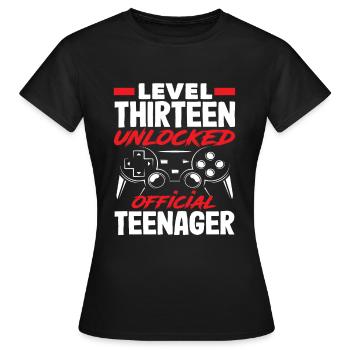 13. Geburtstag Level Dreizehn Freigeschaltet - Frauen T-Shirt - Schwarz - Vorne - AI Model Female 172 dark (172cm)