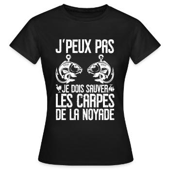 Humour Carpiste Carpe Pêche - T-shirt Femme - noir - Devant - AI Model Female 172 dark (172cm)