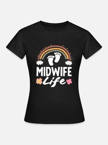 Vie de sage-femme Pieds arc-en-ciel - T-shirt Femme - noir