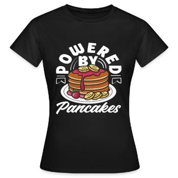Powered by Pancakes Enjoyment - Women's T-Shirt - black - Front - AI Model Female 172 dark (172cm)