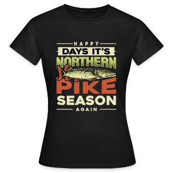 fishing, pike, northern, - Women's T-Shirt - black - Front - AI Model Female 172 dark (172cm)