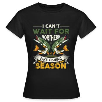 fishing, pike, northern, - Women's T-Shirt - black - Front - AI Model Female 172 dark (172cm)