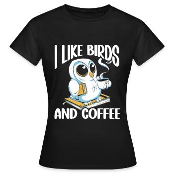 Observation des oiseaux Mignon Amoureux des oiseaux - T-shirt Femme - noir - Devant - AI Model Female 172 dark (172cm)