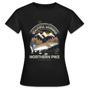 fishing, pike, northern, - Women's T-Shirt - black - Front - AI Model Female 172 dark (172cm)