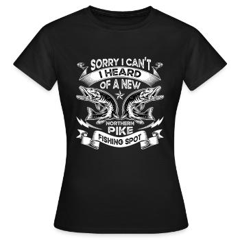 fishing, pike, northern, - Women's T-Shirt - black - Front - AI Model Female 172 dark (172cm)