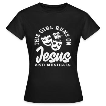 Les mélomanes Jésus et les comédies musicales - T-shirt Femme - noir - Devant - AI Model Female 172 dark (172cm)