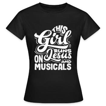 Cette fille aime Jésus et les comédies musicales - T-shirt Femme - noir - Devant - AI Model Female 172 dark (172cm)
