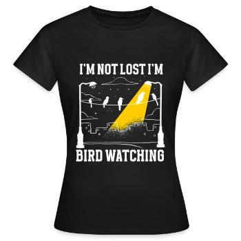 Observation des oiseaux Mignon Amoureux des oiseaux - T-shirt Femme - noir - Devant - AI Model Female 172 dark (172cm)
