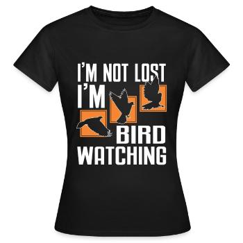 Observation des oiseaux Mignon Amoureux des oiseaux - T-shirt Femme - noir - Devant - AI Model Female 172 dark (172cm)